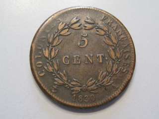 1830 A Copper 5 cent coin. French Colonies (haiti).  