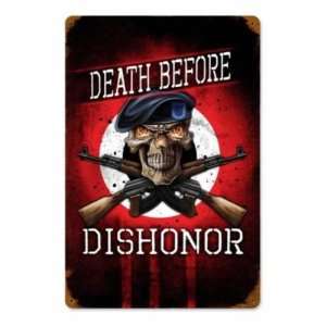  Death Before Dishonor Vintage Metal Sign Skull