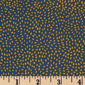  44 Wide Stripey Tiger Dots Blue/Yellow Fabric By The 