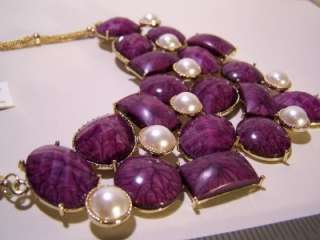 AMRITA SINGH FASHION COSTUME AMETHYST RESIN STONE GOLD PLATED NECKLACE 