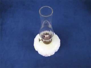 Vintage Painted Milk Glass Floral Cosmos Fairy Oil Lamp  