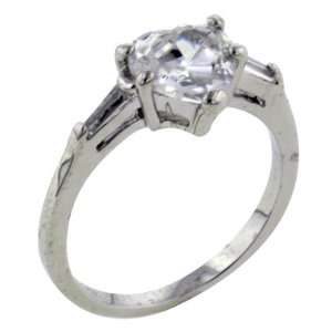   Baguette Accentss Promise Ring   Sterling Silver Cz Engagement Rings