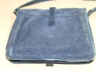 Authentic Vintage Valentino Handbag Bag Purse Blue Suede Leather 