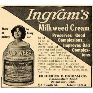  1916 Ad Frederick F Ingrams Milkweed Cream Face Powder 
