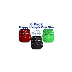 Happy Heinys One Size Diapers 6 Pack with Free Hemp Insert