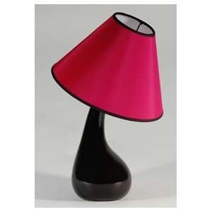  Quirky Small Black Ceramic Table Lamp with Pink Tilted 