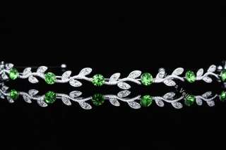 Green Bridal Wedding Crystal Headband Tiara V687  