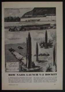 German V 2 Nazi Rocket Launch 1945 pictorial G.H. Davis artwork  