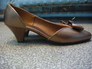 Vtg 50s 60s Town Flair Metallic Copper Bow Heels Size 8 Shoes Pin up 