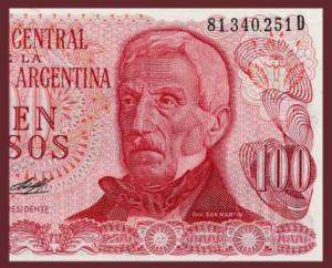 100 PESOS Banknote ARGENTINA 1976 USHUAIA Harbor   UNC  