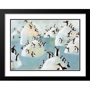   Framed and Double Matted Art 25x29 Penguin Pips