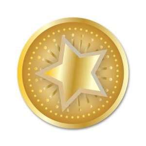  EGP Round Gold Star Christmas Seal