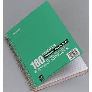  Norcom 5 Subject Notebook Wide Ruled, 10.5 x 8 Inches, 5 