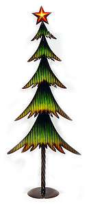 Green Corrugated Metal Tin Christmas Tree Holiday Decor 31 NEW #X4133 