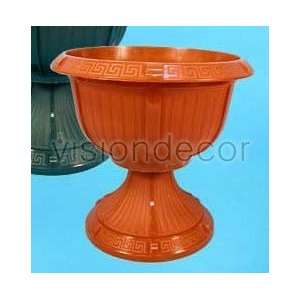   Orange Plastic Pedestal Planter Flower Pot Urn Patio, Lawn & Garden