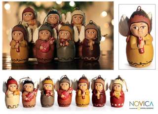 ANGEL ORCHESTRA~7 Peruvian Ceramic Ornaments HANDMADE  