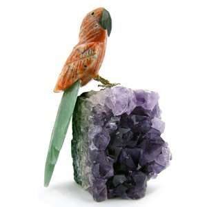  Auspicious Orange Parrot on Amethyst 