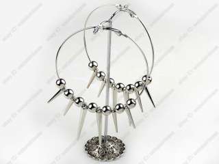 Fashion Basketball Wives Poparazzi Inspired Spike Silver Bead Hoops 