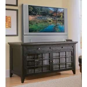 Transitional Distressed Black 54 Entertainment Stand  