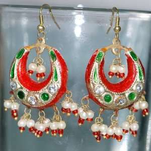 Gift for Friend Lakh Jewelry Earrings Indian Costume Handmade 