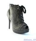 NWT Blk Peep Toe Lace Up Platform Ank