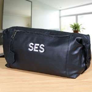  Embroidered Black Leather Toiletry Bag Beauty