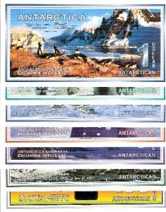 ANTARCTICA 7 note SPECIMEN set Currency Money Bill 1996  