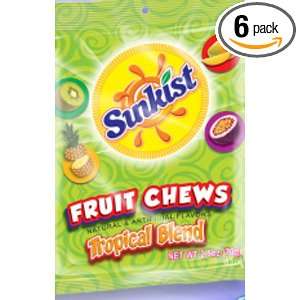 Sunkist Sugar Free Tropical Fruit Chews, 2.5 Ounce (Pack of 6)  