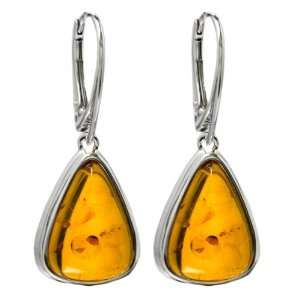 Baltic Honey Amber and Sterling Silver Triangular Interesting 