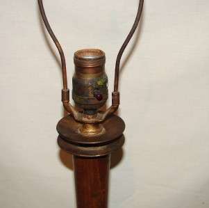 Antique Wood Metal/Brass Table Lamp 22 W/O Shade  