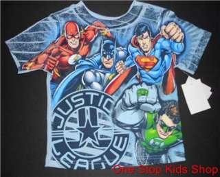 JUSTICE LEAGUE Boys 2T 3T Short Sleeve SHIRT Top Batman Superman 