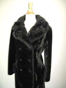 Vtg Union Made Faux Fur Fitted Full length Winter Coat jacket warm 