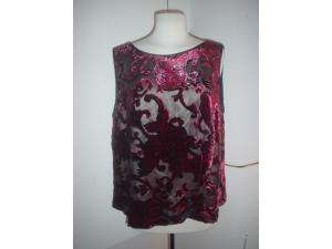 Kay Unger black & red velvet holiday twinset top 20  