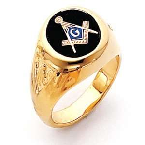  Round Blue Lodge Ring   Vermeil/Yellow Gold Filled 