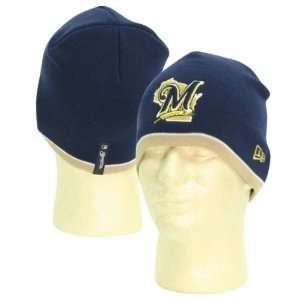  Milwaukee Brewers Tipped Winter Knit Beanie   Navy / Gold 