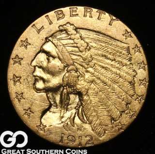 1912 $2.5 GOLD Indian Quarter Eagle UNCIRCULATED  