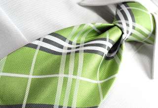   business Green Geometric 100% Woven silk mens Tie Neckties 034  