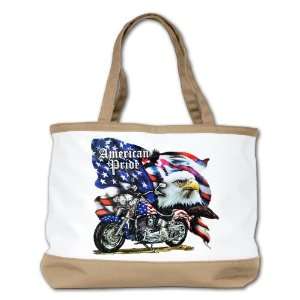 Shoulder Bag Purse (2 Sided) Tan American Pride US Flag Motorcycle and 
