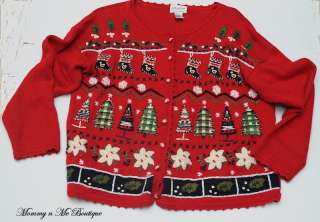 Ugly Tacky Christmas Red Holiday Sweater Party Large L  