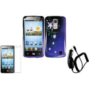 Nightly Flower Hard Case Cover+LCD Screen Protector+Car Charger for LG 