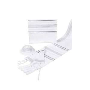  Vee Silk Tallit Set Prayer Shawl in White Background with 