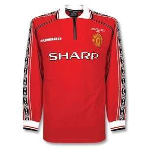  98 90 Man Utd Home L/S Jersey + FA Cup Embroidery Sports 