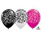 11 Pearl White Latex Balloons with Black Damask Print Party Supplies 