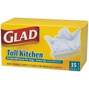 Clorox 00070 Glad Quick Tie Tall Kitchen Trash Bags 35 Count   Case of 