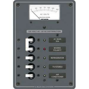  Blue Sea 8043 AC Main Positions Toggle Circuit Breaker Panel (White 