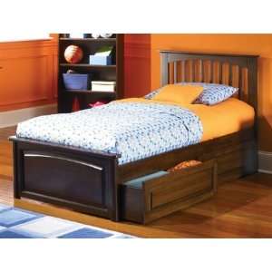   Brooklyn Collection Twin Size Bed with Raised Panel Footboard Natural