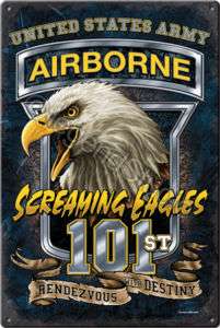 US Army Airborne   Screaming Eagles Metal Sign  