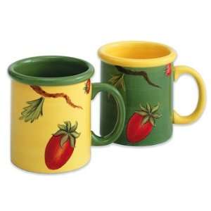    Coffee Mugs Handpainted Tomatoes   set of 4