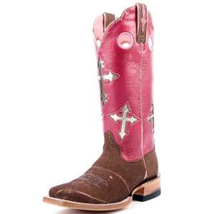 Ariat Ladies Cross Ranchero Boots Brown Roughout/Pink #10007676 NIB 