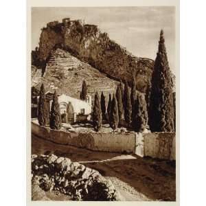   Castel Castle Mola Ruins Steps Taormina Sicily   Original Photogravure